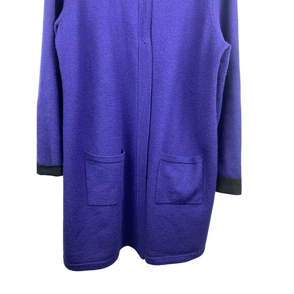 Chicos Long Purple Wool Coat Jacket Size 3 - Picture 3 of 5